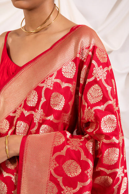 Handwoven Red Silk Sari