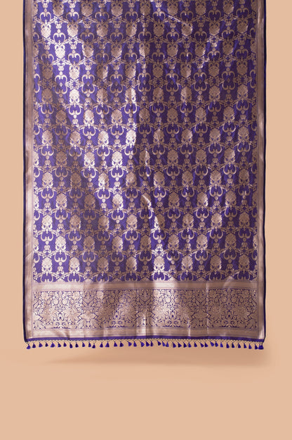 Handwoven Royal Blue Silk Dupatta