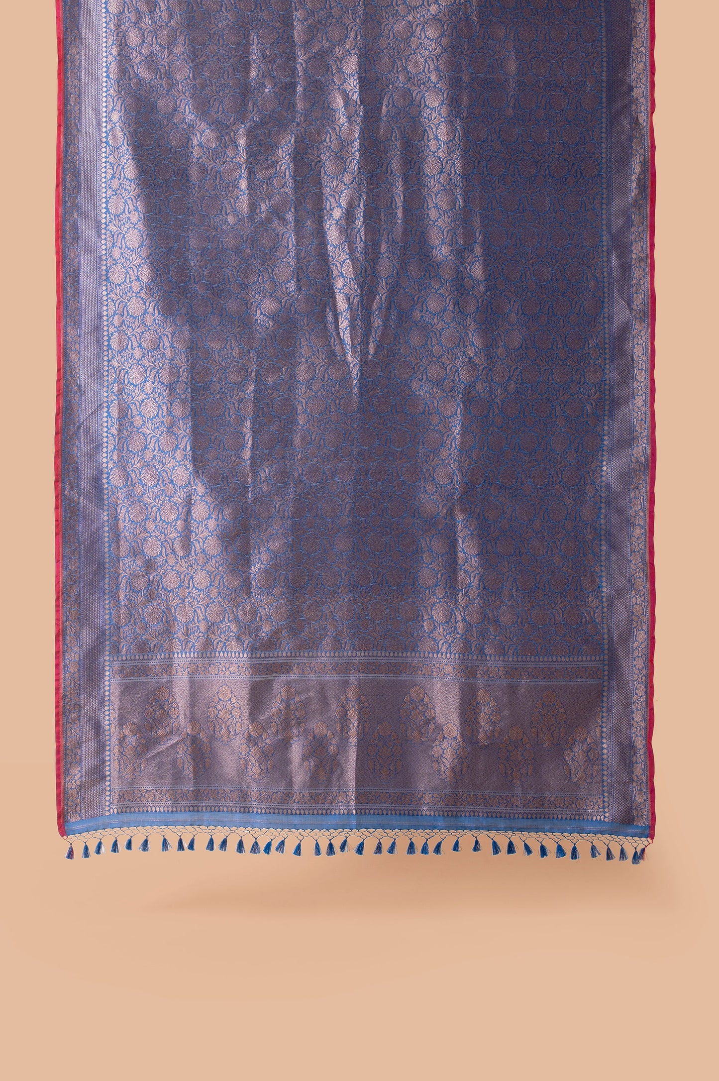 Handwoven Deep Blue Silk Dupatta