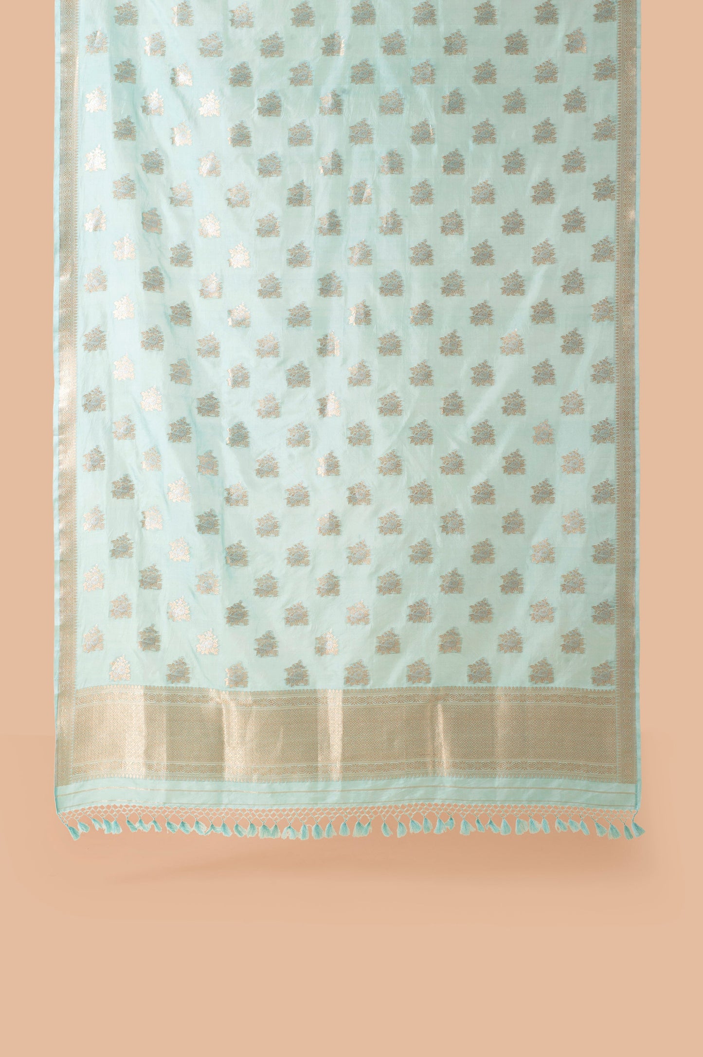 Handwoven Turquoise Silk Dupatta