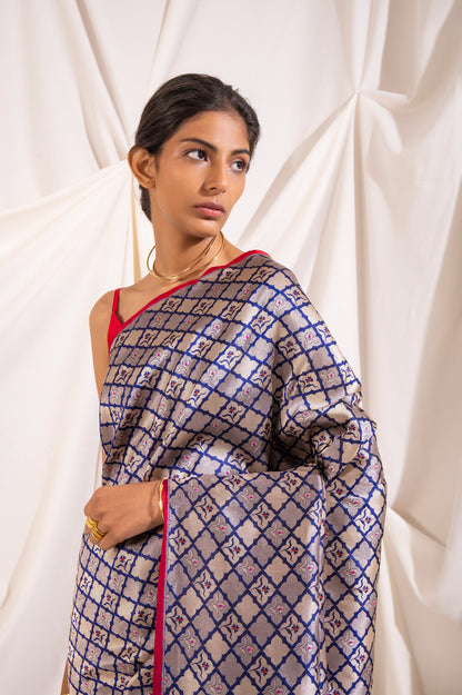 Handwoven Blue Silk Saree