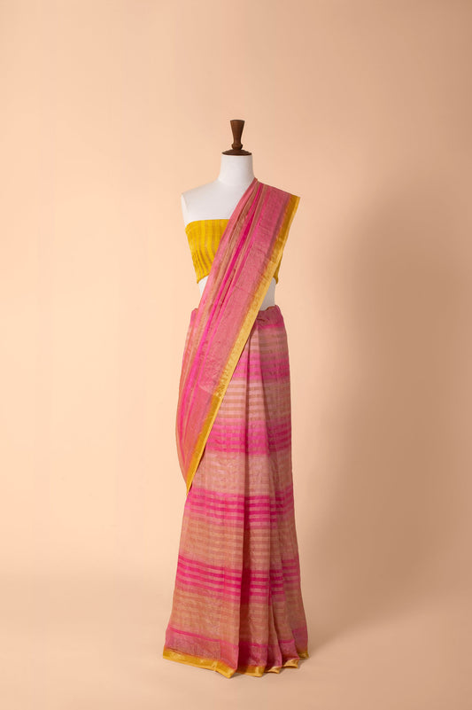 Handwoven Multicolor Tissue Silk Sari