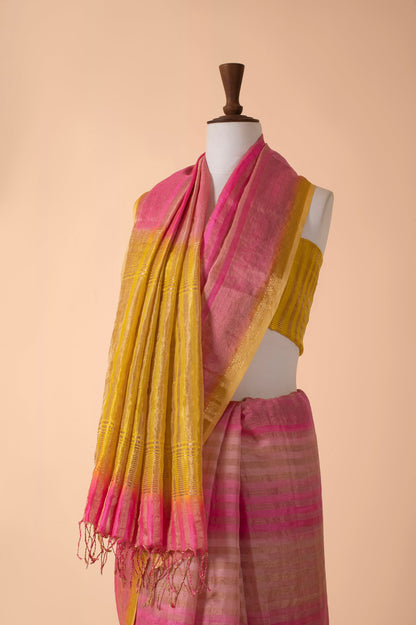 Handwoven Multicolor Tissue Silk Sari