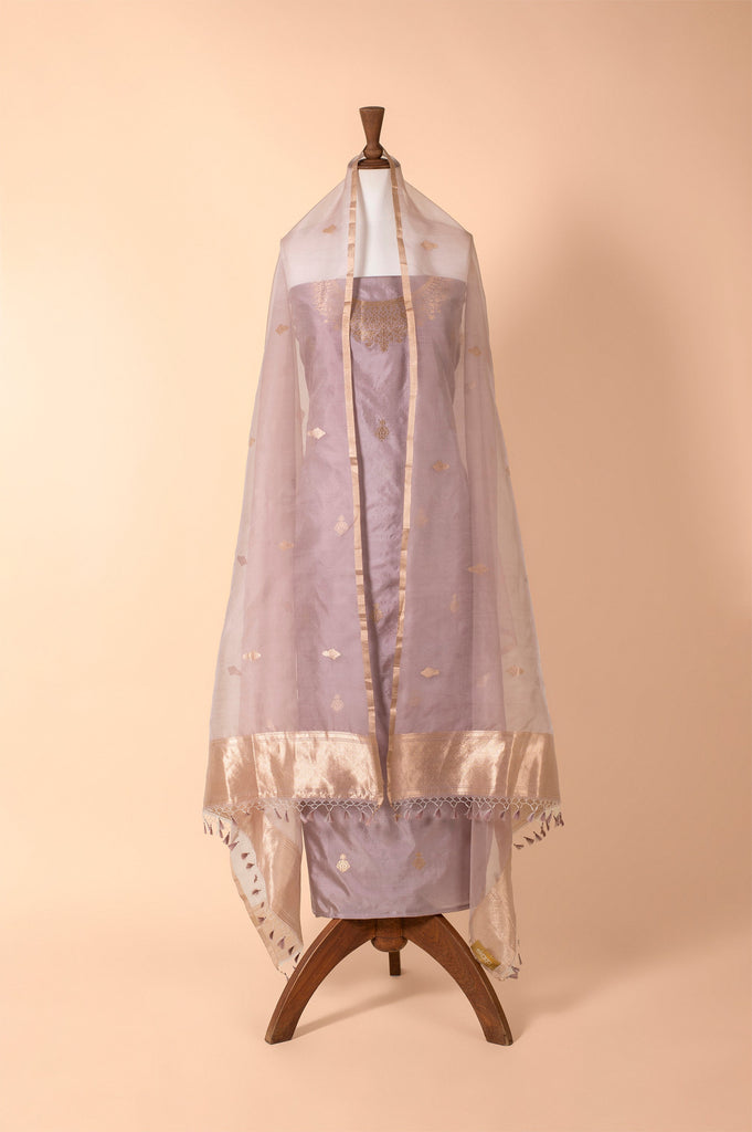 Handwoven Mauve Silk Suit Piece