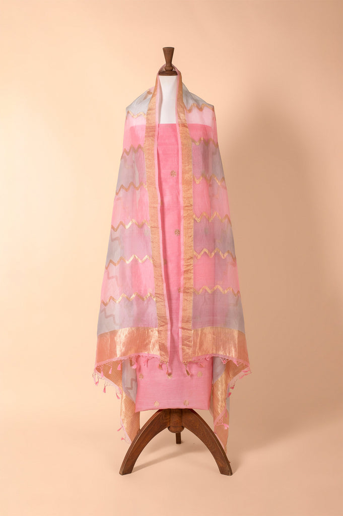 Handwoven Pink Linen Suit Piece