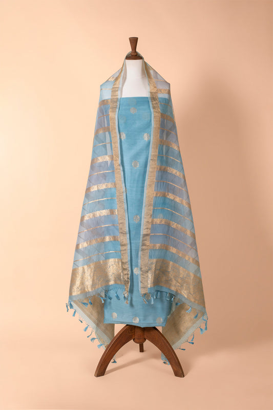 Handwoven Blue Chanderi Suit Piece