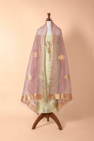 Handwoven Green and Purple Silk Suit Piece