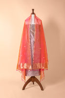 Handwoven Grey and Peach Silk Suit Piece