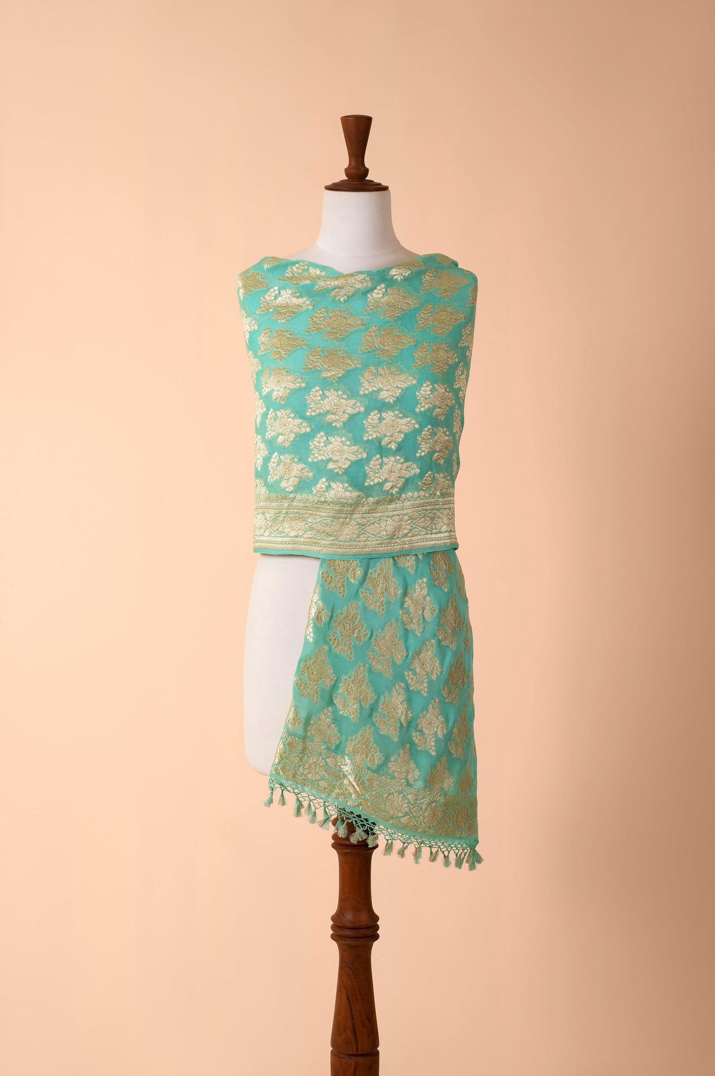 Handwoven Turquoise Georgette Dupatta