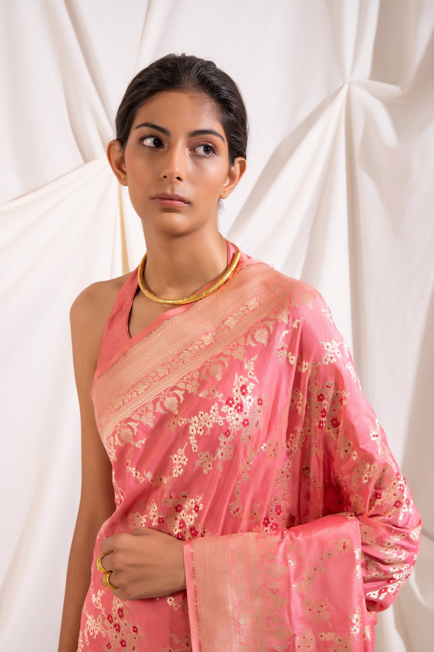 Handwoven Pink Silk Sari