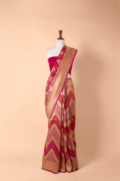 Handwoven Red Organza Sari