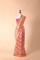 Handwoven Pink Georgette Sari