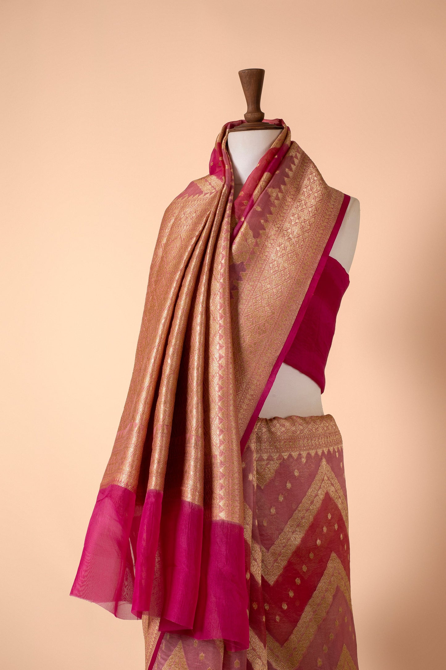 Handwoven Red Organza Sari