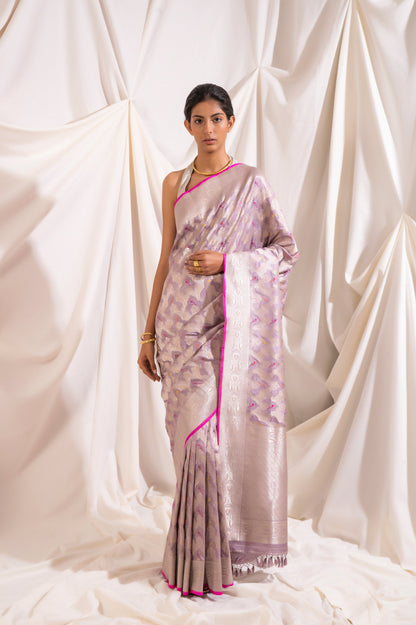 Handwoven Mauve Silk Sari