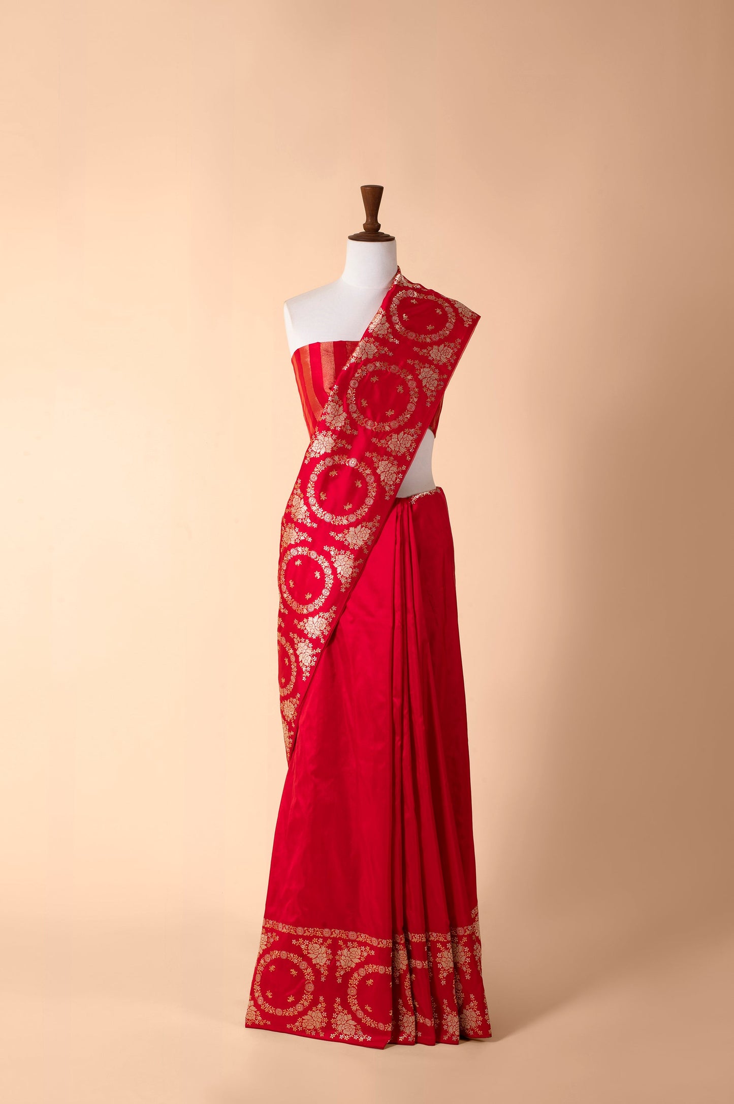 Handwoven Scarlet Red Silk Sari