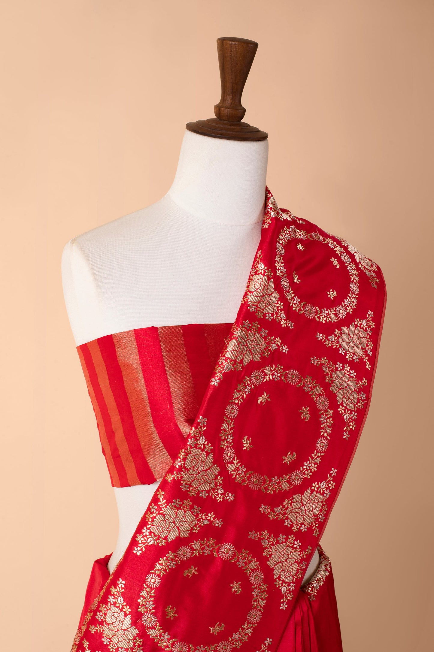 Handwoven Scarlet Red Silk Sari