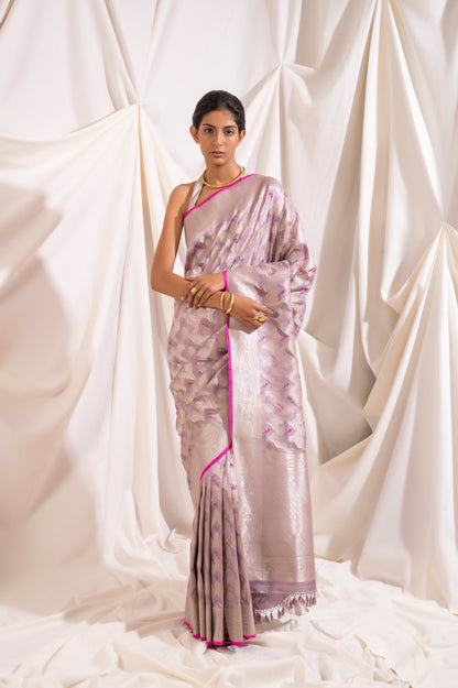 Handwoven Mauve Silk Sari