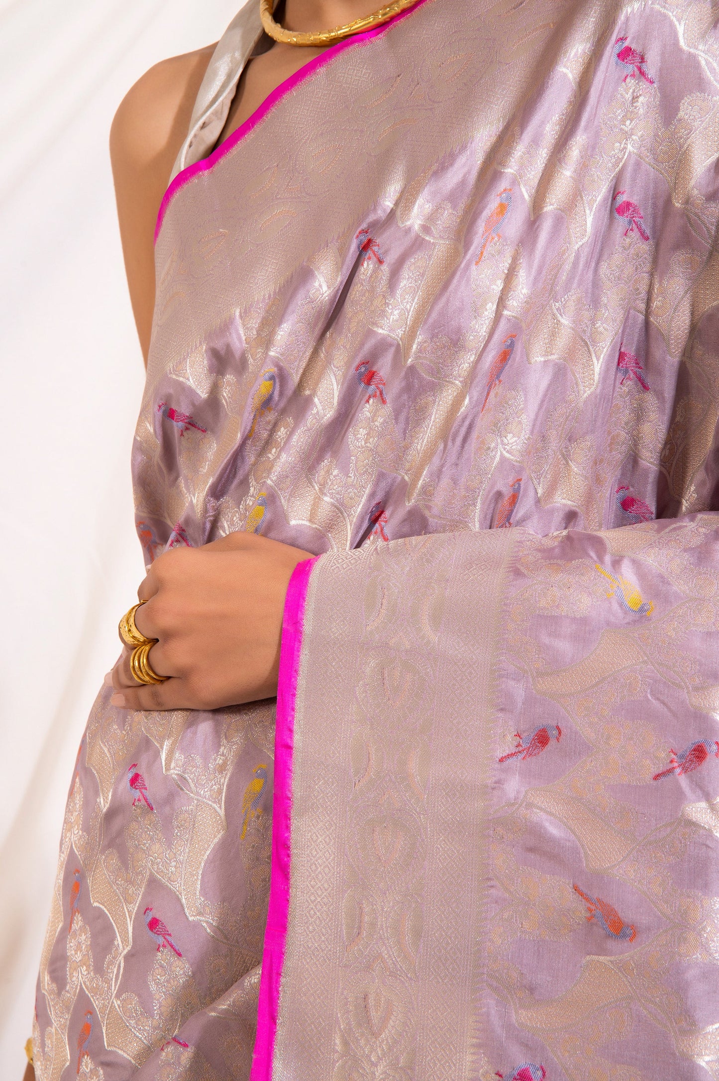 Handwoven Mauve Silk Sari