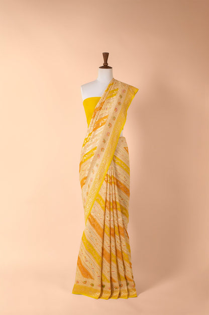 Handwoven Yellow Georgette Saree