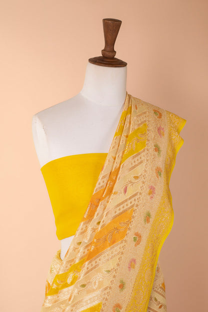 Handwoven Yellow Georgette Saree