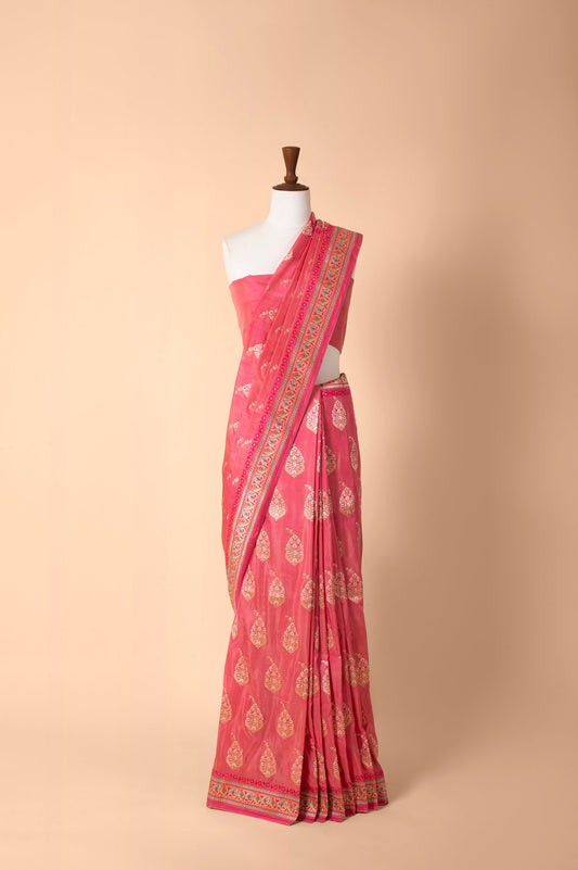 Handwoven Royal Pink Silk Sari