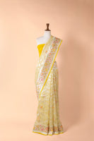 Handwoven Yellow Organza Sari