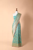 Handwoven Turquoise Silk Sari
