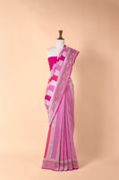 Handwoven Pink Georgette Sari
