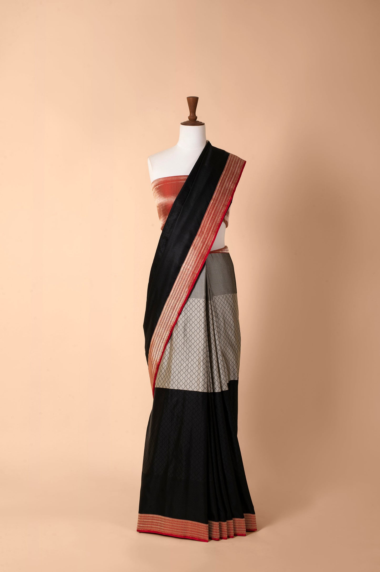 Handwoven Black Silk Sari