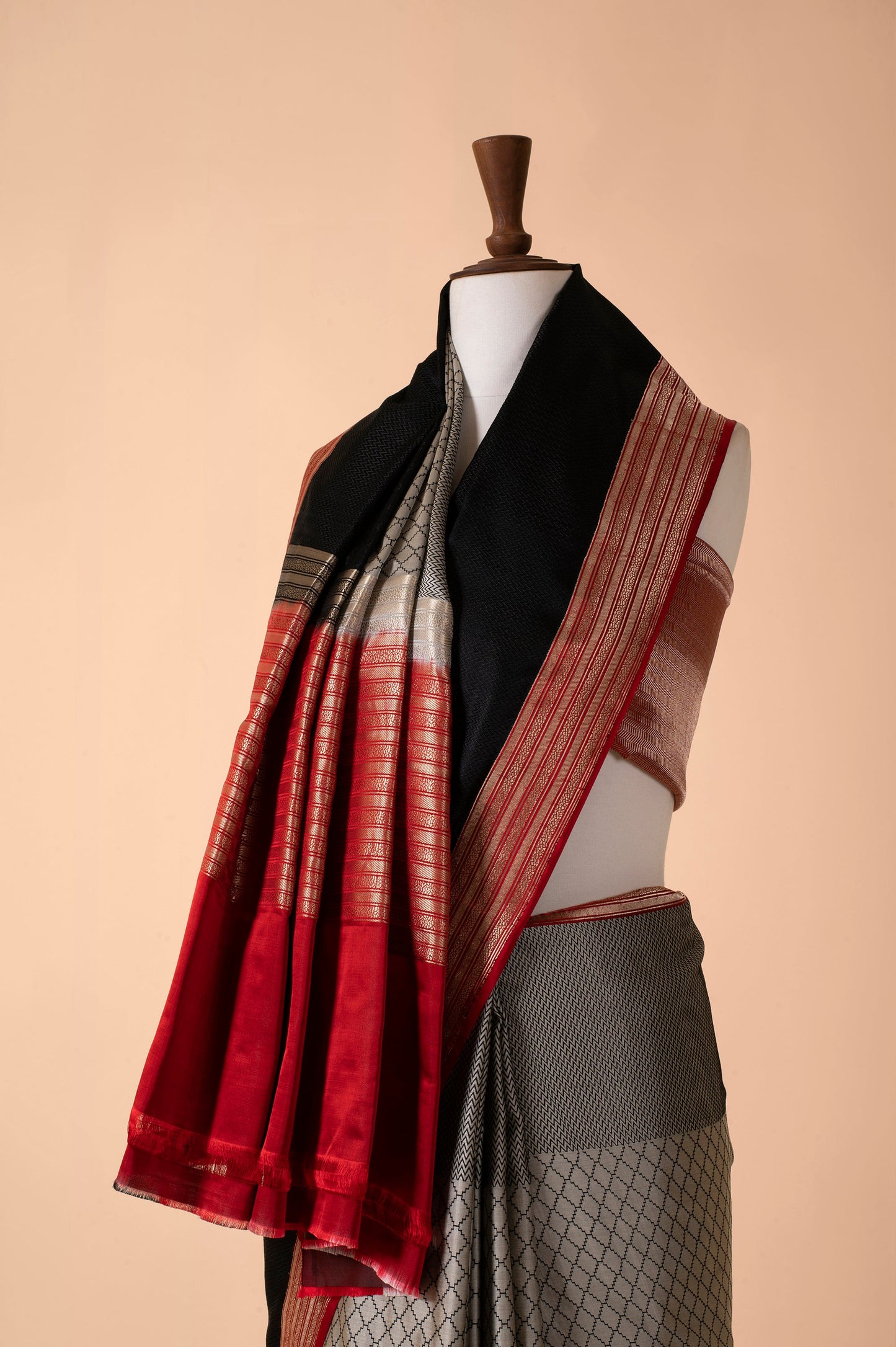 Handwoven Black Silk Sari