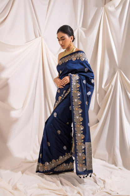 Handwoven Blue Silk Saree