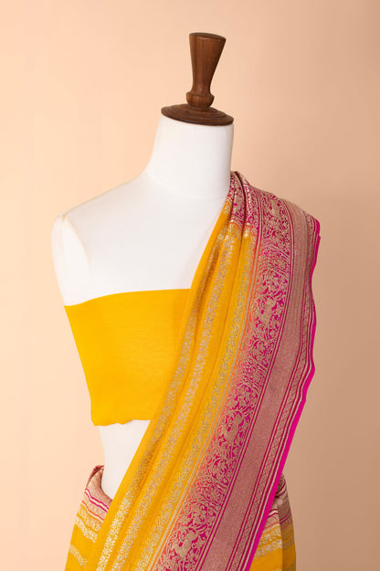 Handwoven Tuscany Yellow Georgette Sari