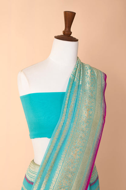 Handwoven Sky Blue Georgette Sari