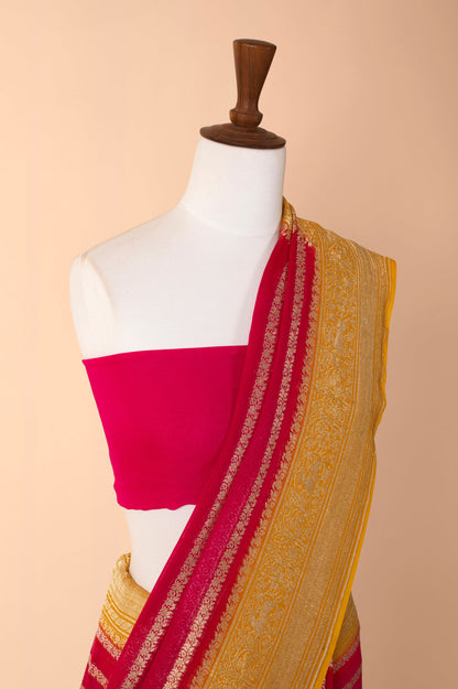 Handwoven Pink Georgette Sari