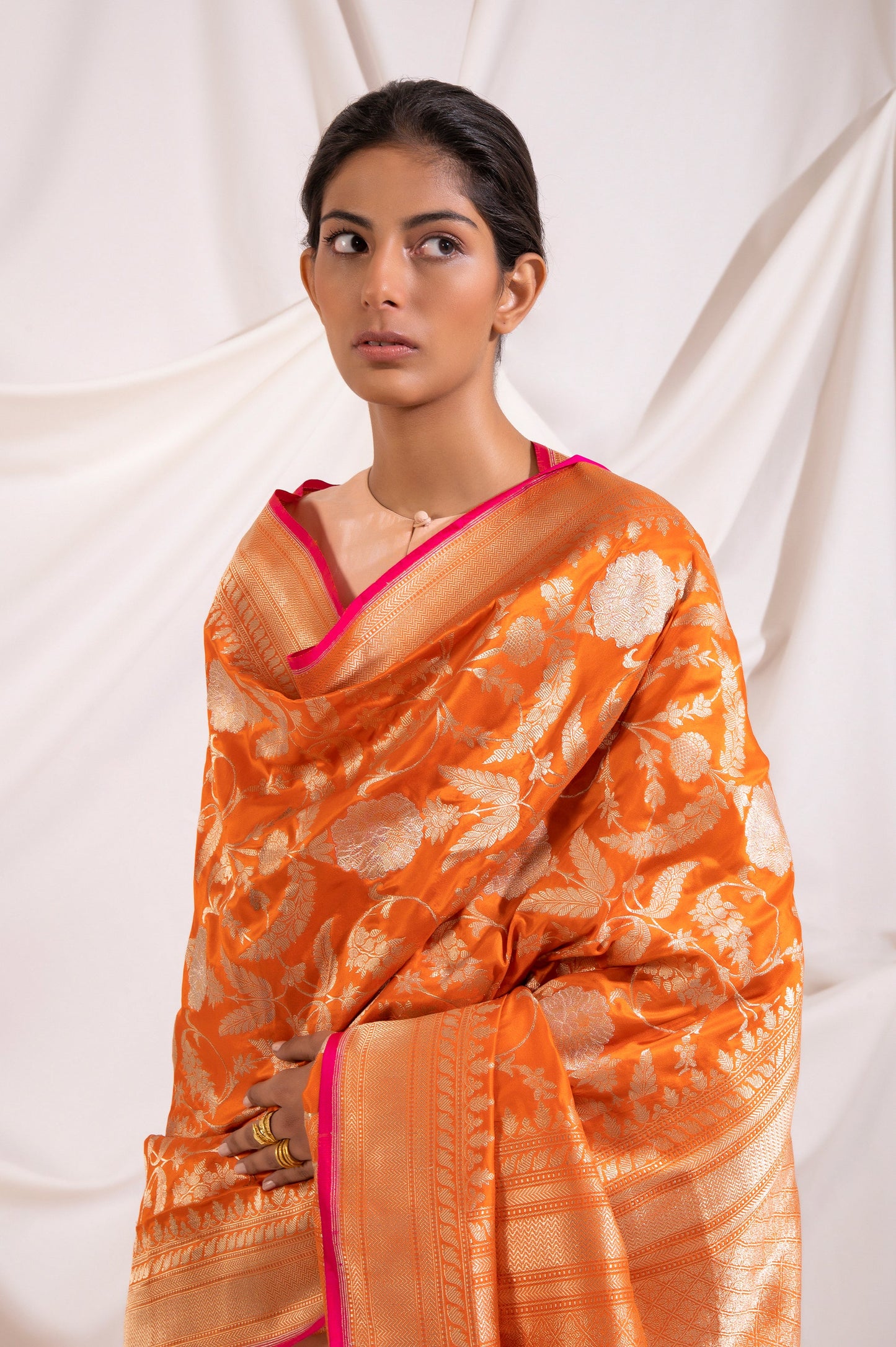 Handwoven Orange Silk Dupatta