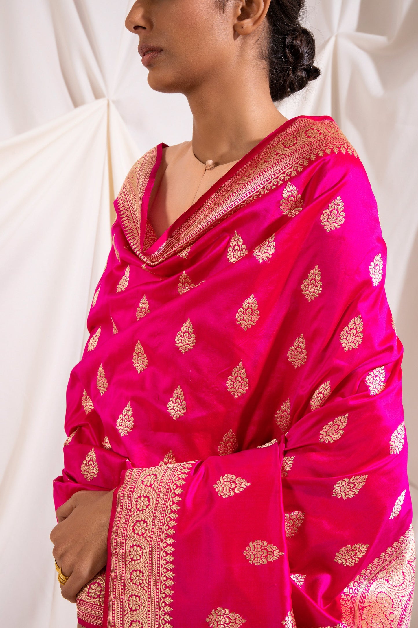 Handwoven Pink Silk Dupatta