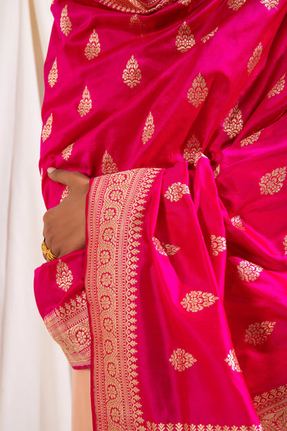 Handwoven Pink Silk Dupatta