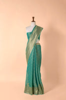 Handwoven Turquoise Tussar Sari