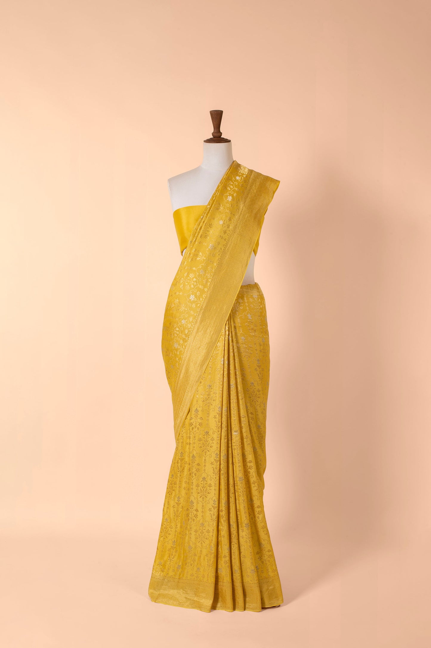 Handwoven Yellow Georgette Sari