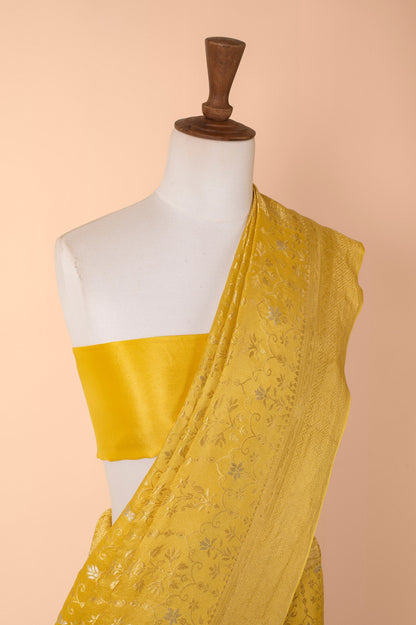 Handwoven Yellow Georgette Sari