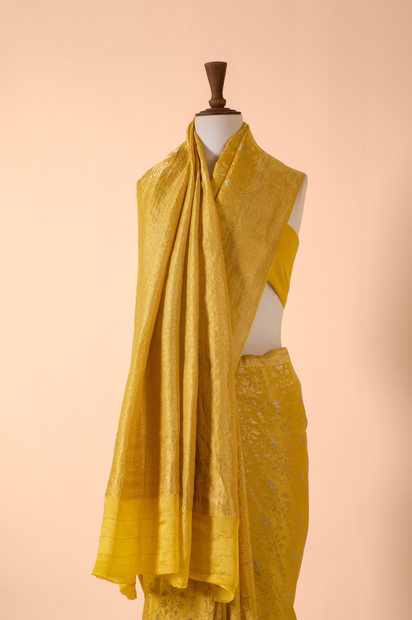 Handwoven Yellow Georgette Sari