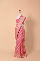 Handwoven Creamy Pink Silk Sari