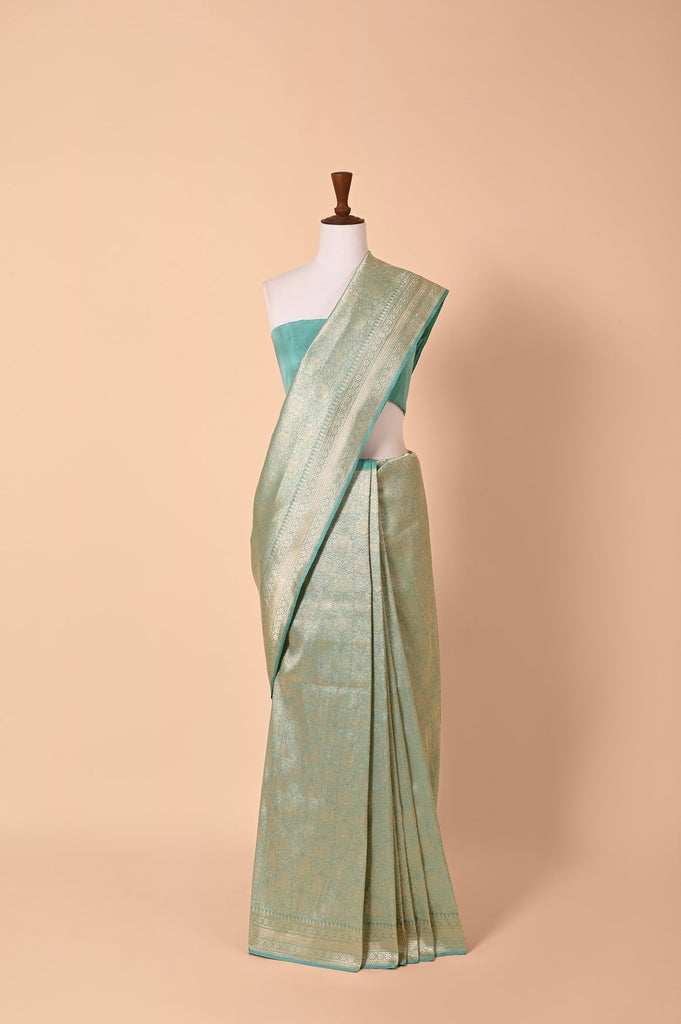 Handwoven Aqua Blue Silk Saree