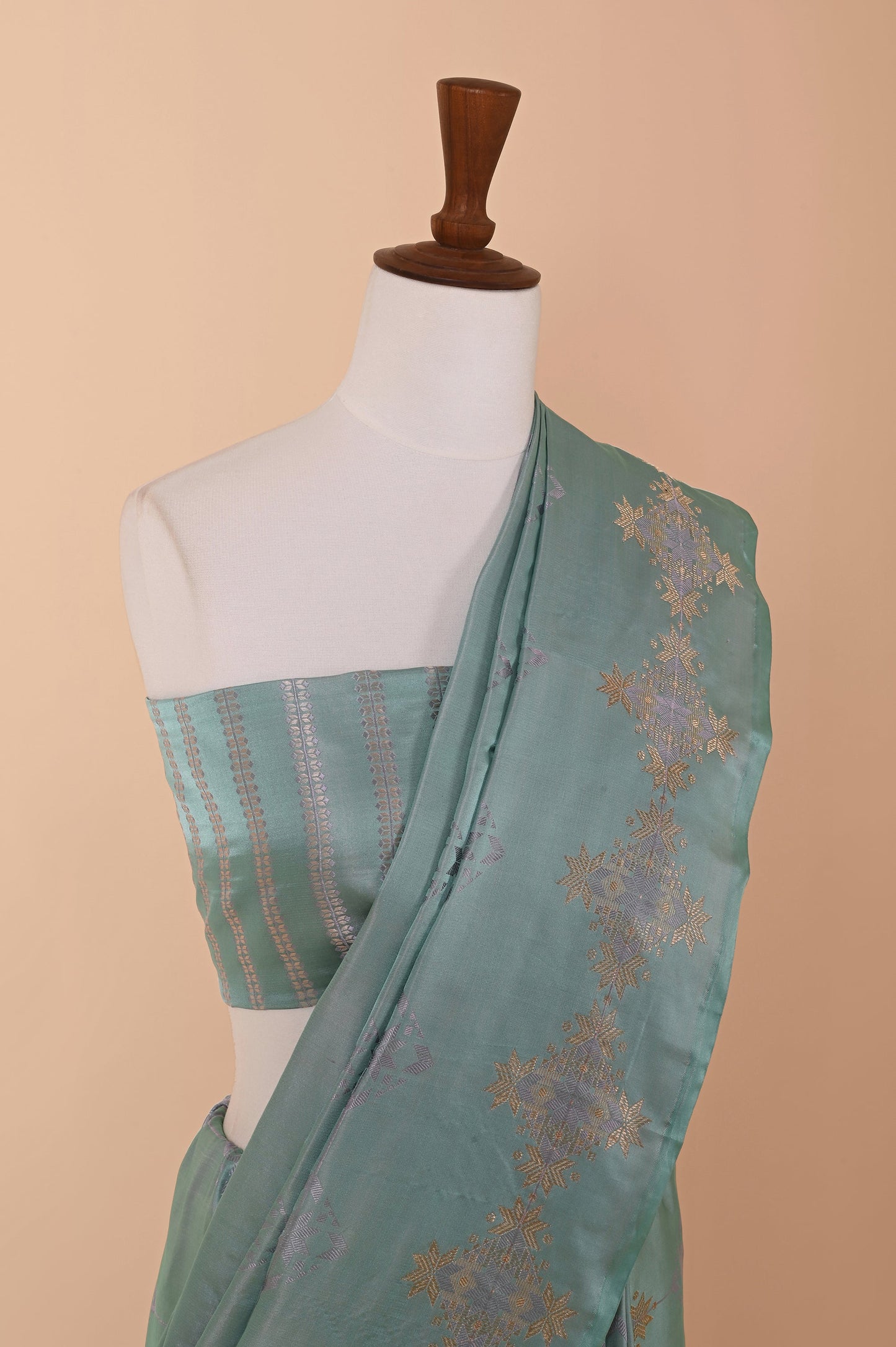 Handwoven Powder Blue Silk Sari