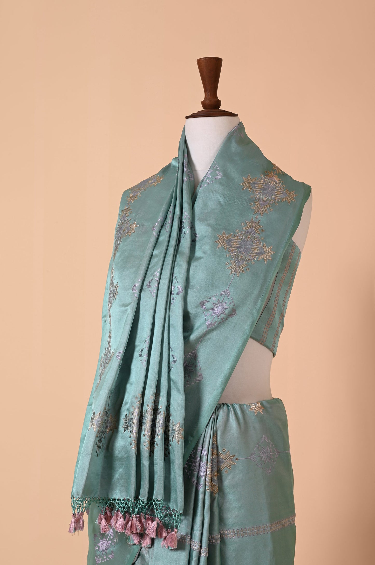 Handwoven Powder Blue Silk Sari