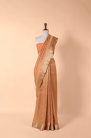 Handwoven Peach Georgette Sari