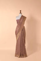 Handwoven Dusty Pink Georgette Sari