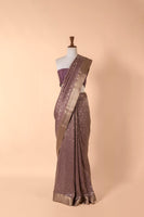Handwoven Mauve Georgette Sari