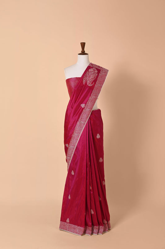 Handwoven Magenta Silk Sari