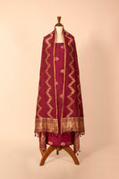 Handwoven Garnet Silk Suit Piece